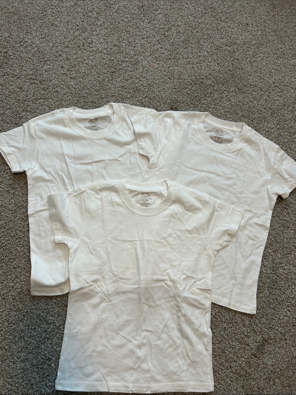 NWOT!! Fruit of the Loom Kids White Short Sleeve Crew T-Shirts - 3 Pack